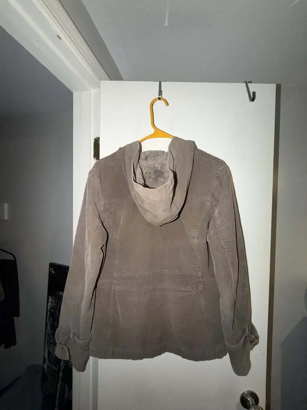 Sonoma Life + Style Women's Brown Corduroy Faux Fur Lined Hooded Utility Jacket